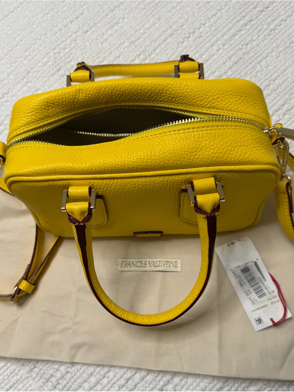 Frances Valentine Yellow Pebbled Leather Satchel with Top Handles